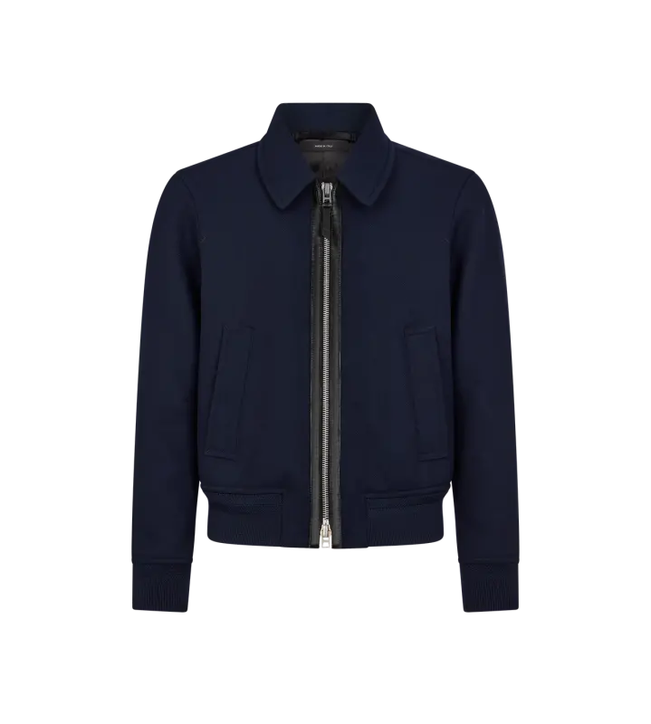 DOUBLE FACE TWILL COLLAR BLOUSON NAVY online